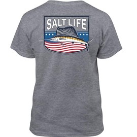 Salt Life Freedom Sail Youth Short Sleeve Tee, Athletic Heather, Large