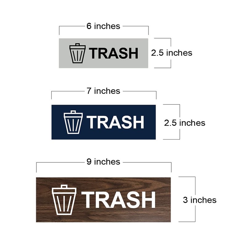 Basic Trash Sign (Brushed Silver) - Small 1 Pack