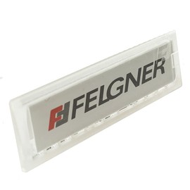 FELGNER Name plate for JU letterboxes, external dimensions 67 x 22 mm, punching size 61 x 18 mm, plexiglass field of view, with sign insert for labelling, identical to JU name plate 21-255, pack of 10