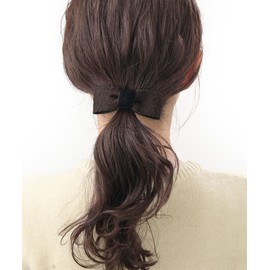 VingTAINE H7831-BR-HGOM Hair Elastic Pony Hook Ribbon Embroidery, Botanical, Mature Hair Cuff, Hair Hook, Chic Elegant, Hair Accessory