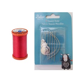 Coats & Clark Extra Strong Upholstery Thread, 150 Yds, S964, Bundle with Bella's Crafts Assorted Heavy Duty Hand Needles 7 Ct (Red)