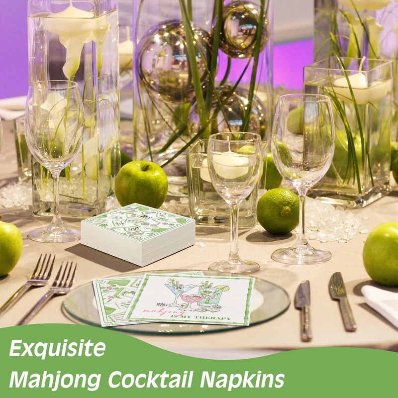 200 Pieces Mahjong Cocktail Napkins Disposable 4 Style 10" x