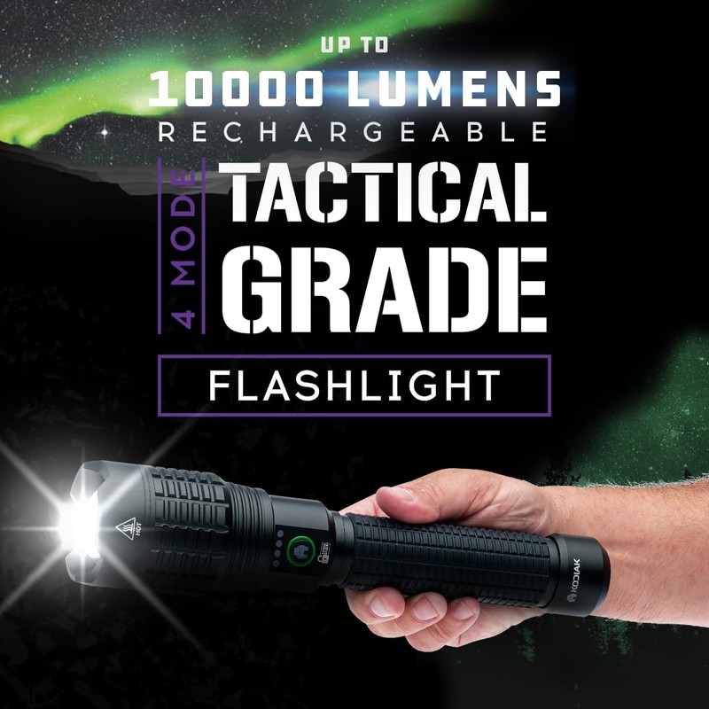 LitezAll Kodiak Kiran 10,000 Lumen Tactical Flashlight, Ultra Bright Rechargeable