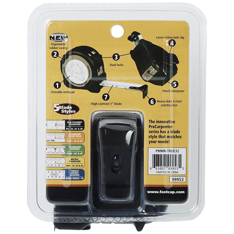 FastCap ProCarpenter True32 Metric Reverse Measuring Tape - Ideal for