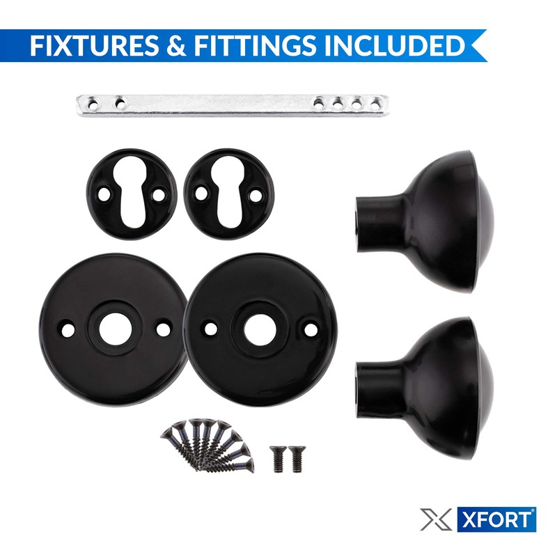 XFORT® Black Rim Mortice Knob Set, Plastic Rim Lock Knobs,