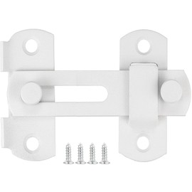 Litensh Sliding Barn Door Lock, Stainless Steel Gate Latch Flip Slide Latch Hardware, Safety Door Bolt Latch Lock for Door Window Wine Cabinet Bathroom Outdoor Garage Garden (White180° 4Inch)