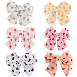 Framendino, 6 Pack Bow Hair Clips Love Sweet Heart Bowknot Hair Clip Large Ribbon Bows Hair Barrettes for Women Girls Hair Accessories