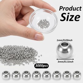 SULIKJHUI 3000 Pcs 3mm Beads, Spacer Beads for Jewelry Making