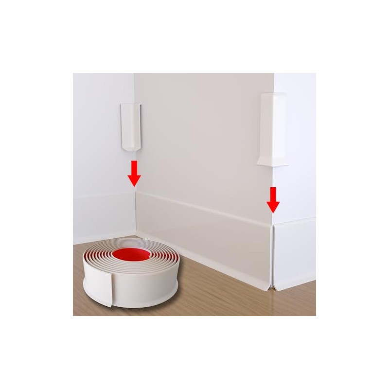 COUKIU Self Adhesive Baseboard Corner Blocks, 4inch(Width)3 Inside + 3