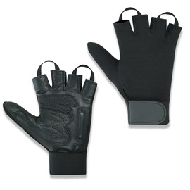 Leather Palm Wheelchair Gloves, Half Fingers with Full Thumb Disability, Mobility Gloves for Men and Women (XX-Large, Black)