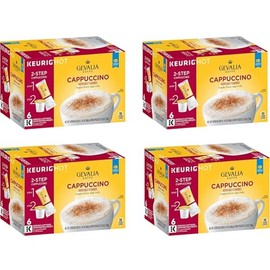 Gevalia Cappuccino Keurig K Cup Pods with Froth Packets 5.98oz (24 Count, 4 Boxes)