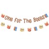 Sursurprise Book First Birthday Decorations, One for the Books 1st Birthday Banner Sign for Storybook Reading Library Party Supplies