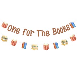 Sursurprise Book First Birthday Decorations, One for the Books 1st Birthday Banner Sign for Storybook Reading Library Party Supplies