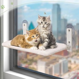 MANGOKKA Cat Hammock for Window, Collapsible Cat Window Perch with 4 Strong Suction Cups, Cat Window Hammock with Removable Plush Fabric,Cat Window Bed & Furniture for Cats Inside