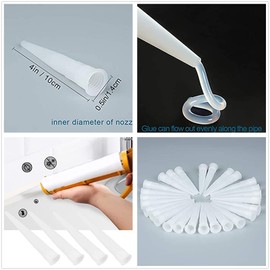 XHBTS 100 Plastic Caulking Gun extender Caulk Nozzle Tip Tool for Sausage Caulking Gun, Caulk Nozzles Applicator, Easy To Use, White