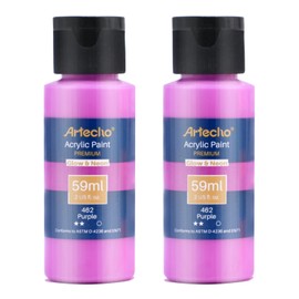 Artecho Glow in the Dark Paint, Neon Purple 59ml,2oz Bottle, Fluorescent Acrylic Paint for Decoration, Art Painting, Outdoor and Indoor Art Craft, Supplies for Canvas, Rock, Wood, Students, Kids