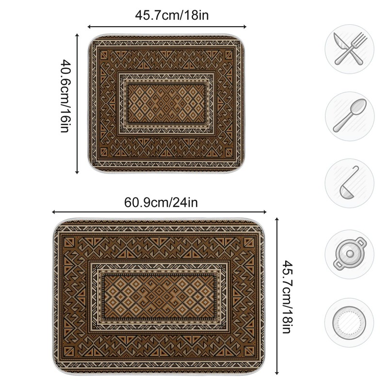 ElliTarr Dish Drying Mat for Kitchen Counter, Microfiber Absorbent Dish