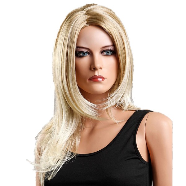 Mzcurse Womens Wavy Wig Brown Tone Blonde Ombre Mixed Highlights