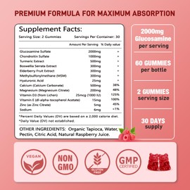Enhanced 3000mg Glucosamine Chondroitin Gummies with MSM & Elderberry for Adults - Extra-Strength Joint Health & Flexibility, Antioxidant & Immune Support Supplement, 60 Count