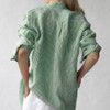 Seaside Tones Linen Striped Shirt - Green, S/M