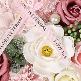Caja de regalo de Flores de jabón para regalos del día de la madres Rosas Rosas Rosas Caja de flores de jabón con tarjeta de felicitación Flores...   