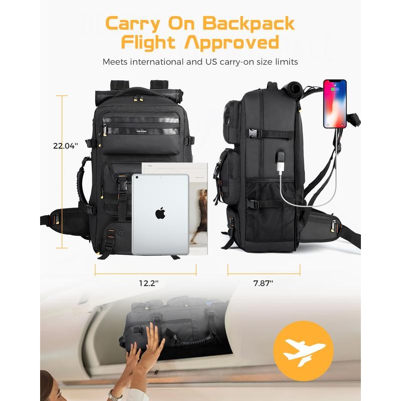 Travel Backpack for Men - 50L Convertible Duffle Bag with