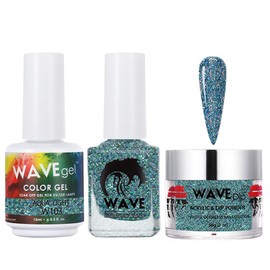 WAVEGEL Soak-Off Gel, Nail Lacquer & Acrylic/Dip Powder Matching Set - Simplicity Collection - #W103 Aqua Light
