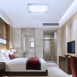 ONEGlobal MASLED 36W LED Square Ceiling Light with Crystal Lampshade | 6000K-Cool Daylight, Flush Mount, 3240 Lumen, Up to 25m2 | Ideal for Bedroom, Living Room, Bathroom, Kitchen, Office, Shop