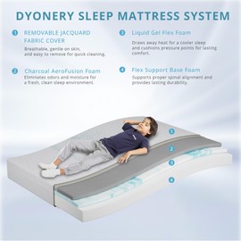 Dyonery 8 Inch Full Size Mattress, Gel Infused Charcoal Memory Foam, Medium Firm Mattress in a Box, Cooling & Breathable, Fiberglass Free, CertiPUR-US Certified, 75" x 54" x 8"