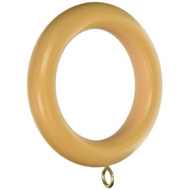 Merriway BH05956 (10 Pcs) Wooden Curtain Drapery Pole Rod Rings with Screw Eye, Inner Diameter 45 mm (1.3/4 Inch) Outer Diameter 64 mm (2.1/2 Inch), Light Brown - Pack of 10 Pieces