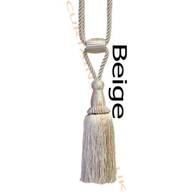 Beige - X2 Monaco Designer Tassel Rope Tie Back for Fabric Curtain