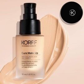 Korff Liquid Foundation, Lifting Effect, Anti-Aging Formula with Hyaluronic Acid, Silky Texture 01, 30 ml