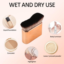Orybot Self Tan Brush - Kabuki Brush for Body, Bronzer & Foundation Self Tanner, Makeup Brushes for Face & Body (Rose Gold)