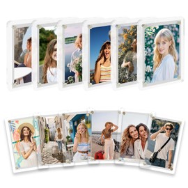 Nirvany 12 Pack Magnetic Acrylic Picture Frames for Refrigerator – Clear Mini Photo Holders for Instax & Polaroid Prints, 2.36 x 3.54 Inch Magnet Frames for Fridge Display