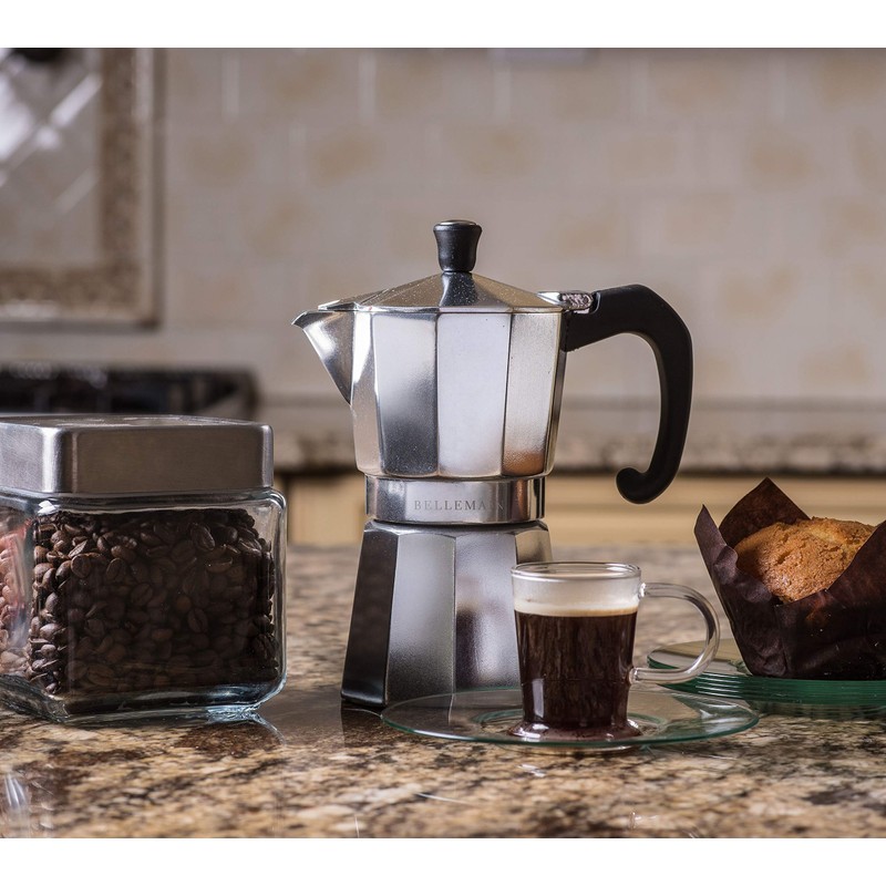 Bellemain Stovetop Espresso Maker Moka Pot (Silver, 6 Cup)