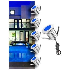 MALORY 3W Inground Pool Lights, Full Stainless Steel LED Underwater Swimming Light IP68 Waterproof Fountain Pool Accessories Lights (6-Packs Blue)