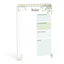 To Do List Notepad - To Do List Notebook for Work with 52 Sheets, Undated Daily Planner Notebook with Task Checklist, To Do List Notepad for Office Desk Accessories and Home School Supplies（Green Leaf）