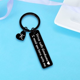 Nimteve Gifts For Men Drive Safe Handsome Mens Gifts For Him Dad Husband Boyfriend Gifts Initial Drive Safe Keychain (K)