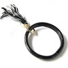 Elegance with Flair Black Glitter Leatherette Round Enamel Tassel Key