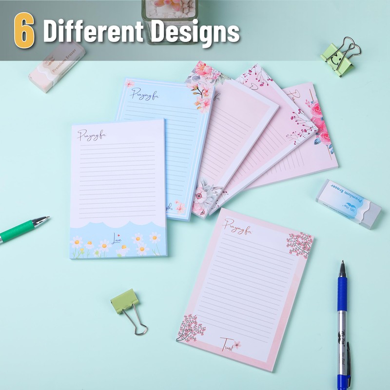 Mr. Pen- Lined Sticky Notes 4x6, 6 Pads, Floral &