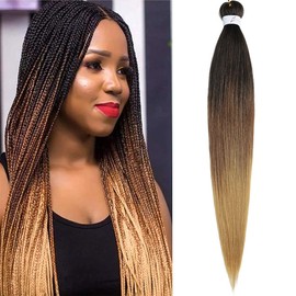 BALINGHAIR Pre Stretched Braiding Hair Extensions Ombre Black to Brown to light Brown 36 Inches Long Hair Extensions (1B/30/27#-1Pcs)