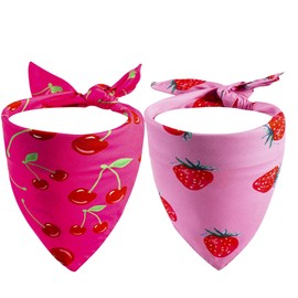 Dog Bandanas 2 Pack,Double Layer Fabric pet Scarf Durable Fabric for Dog cat Birthday (Pink, X-Large)