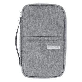 Jiusely Passport Wallet, Travel Wallet, Portable Travel Document Organizer,2 Pockets with 15 compartments Family Travel Essentials Case for Men and Women Business Trip/Travel/Vacation, Gray