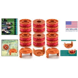 Efficient WA0010 String Trimmer Line Spools - 12 Pack 0.065 inch with Cap Covers