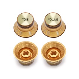 Metallor Electric Guitar Top Hat Knobs Speed Control Knobs 2 Volume 2 Tone Compatible with Les Paul LP Electric Guitar Parts Replacement (Gold)