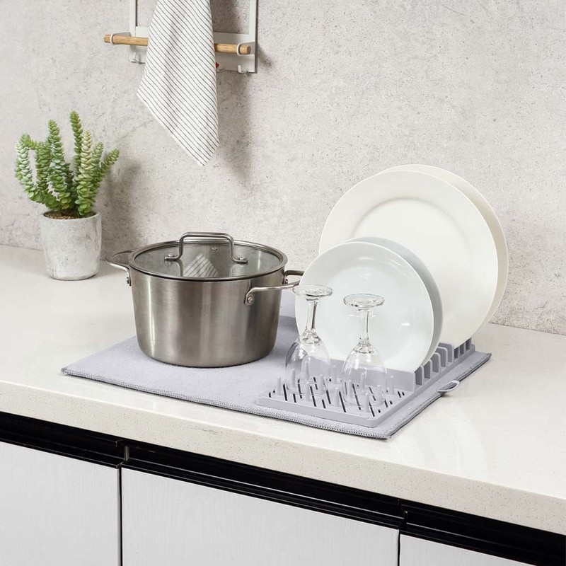 Dish Drying Mat with Rack Water Absorption Folding Design Dish