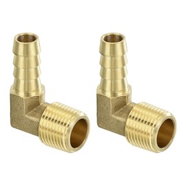 sourcing map Brass Hose Barbed Elbow Fitting 3/8" Barbx3/8 NPT Male 90 Degree Brass Barb Pipe Fitting for Water Fuel Air