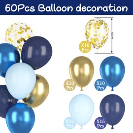 Pack of 60 Balloons, 12 Inch Gold Confetti Latex Balloons, Metallic Balloons, Helium Balloons for Children Birthday Baby Shower Wedding Graduation Celebration Decorations A7