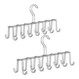 2 x Metal Belt Holder Tie Holder Space Saving 14 Hooks Ties & Belts Wardrobe Silver