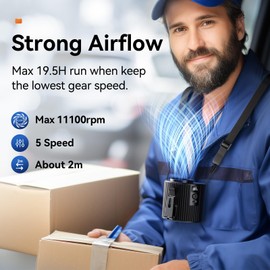 Portable Fan,Rechargeable Waist Fan,11000RPM Strong Airflow Mini Wearable Belt Fan,5 Speed Portable Neck Fan,Personal Waist Clip Fan for Outdoor,Camping,Jobsite,Fishing,Travel